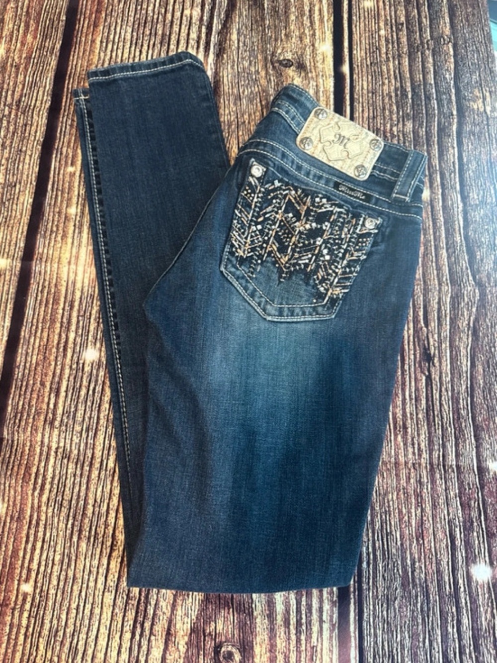 Miss Me Indigo Skinny Jeans with Embroidered Back Pockets